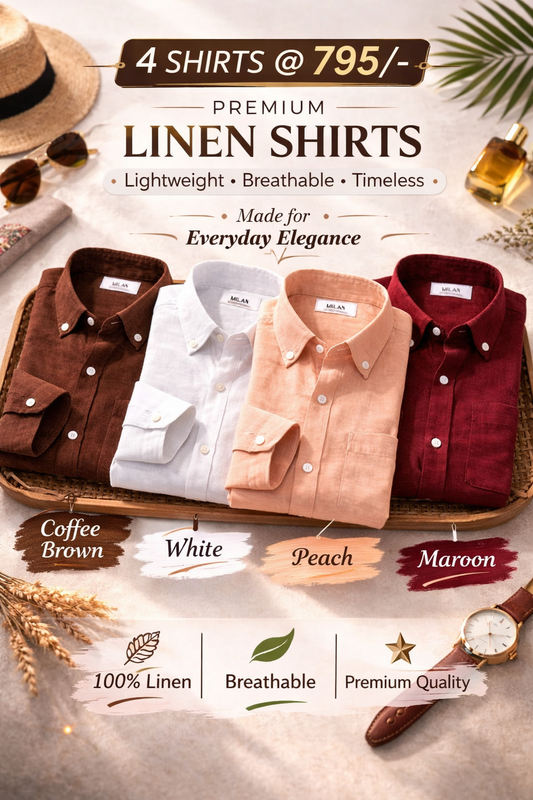 Combo Set 4 Linen Shirts Combo Pack (4 Shirts)