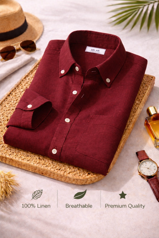 Red Premium Linen Shirt