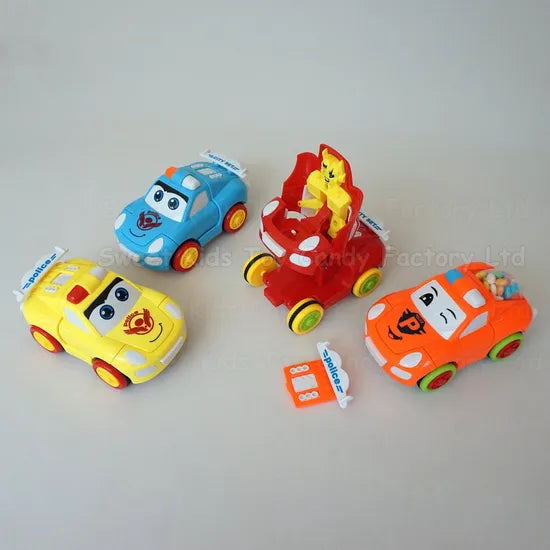 Deformation Cartoon Car Toy with Candy – Friction Powered Surprise Toy