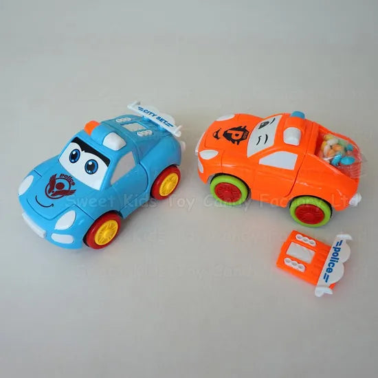 Deformation Cartoon Car Toy with Candy – Friction Powered Surprise Toy
