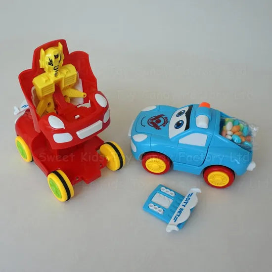 Deformation Cartoon Car Toy with Candy – Friction Powered Surprise Toy