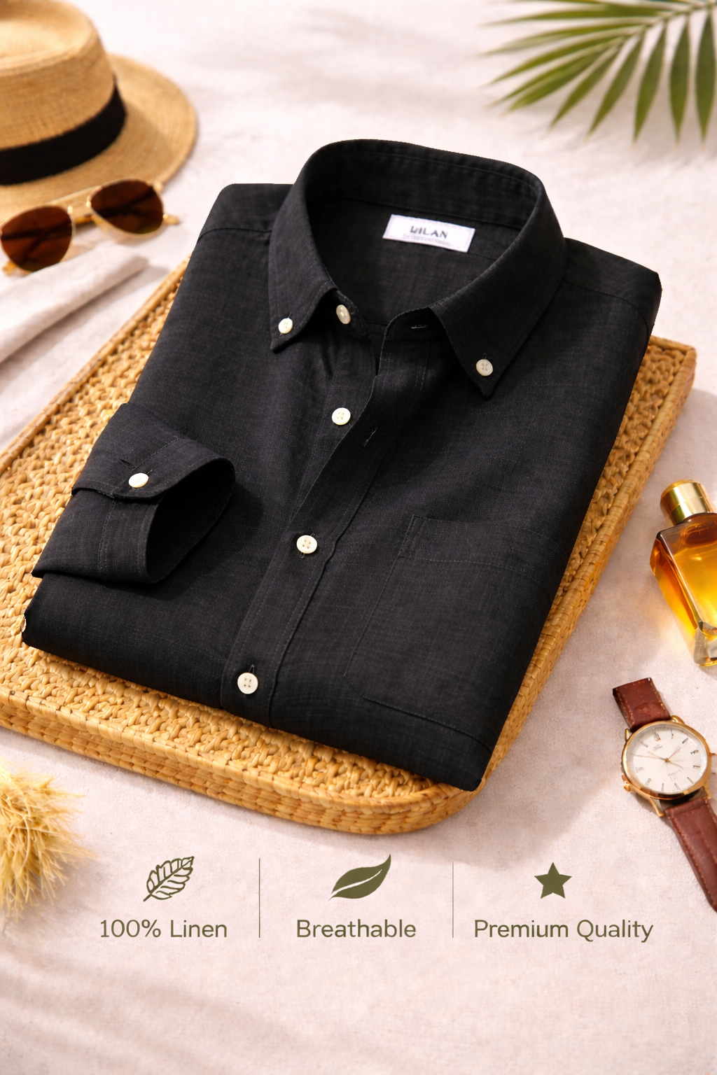 Black Premium Linen Shirt