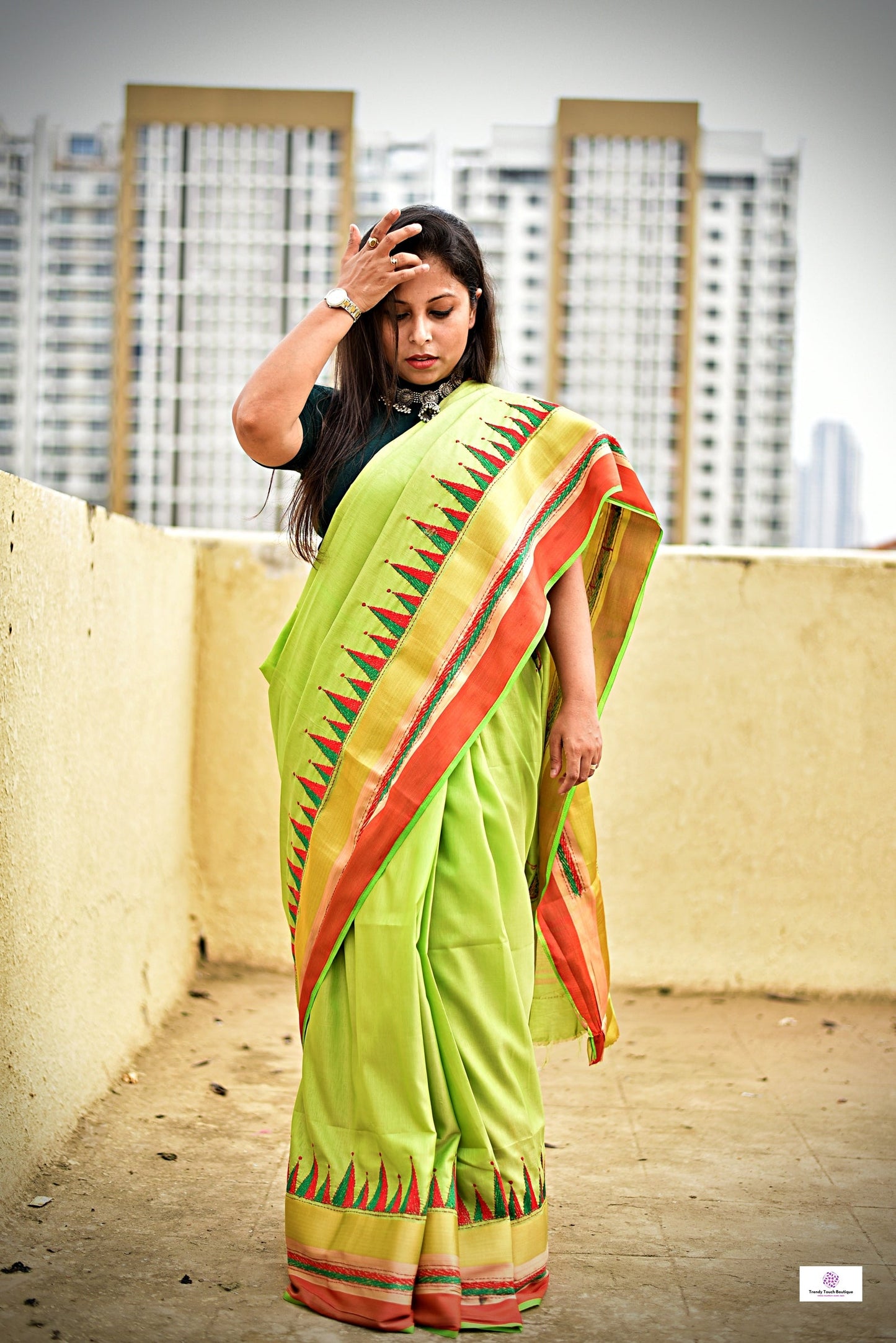 Absynthe - Kantha Work - Katan Silk Saree